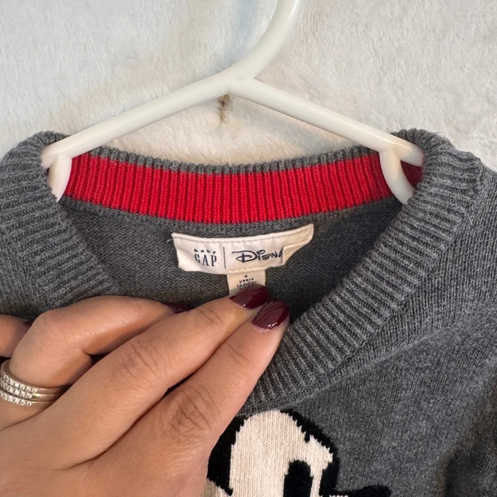 Baby Gap Disney Mickey Mouse Sweater 4T Gray Toddler Knit Pullover Graphic